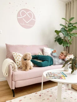 Sohvat<Beliani 2-Istuttava Vuodesohva Kangas Vaaleanpunainen Belfast