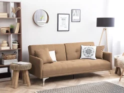 Best Beliani 3-Istuttava Vuodesohva Kangas Beige Lucan