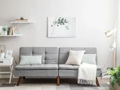 Flash Sale Beliani 3-Istuttava Vuodesohva Kangas Vaaleanharmaa Ronne