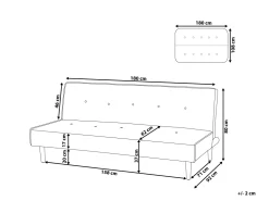 Outlet Beliani 3-Istuttava Vuodesohva Kangas Vaaleanharmaa Visby