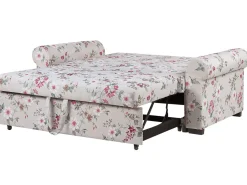 Sohvat<Beliani 2-Istuttava Vuodesohva Kangas Vaaleanharmaa Kukkakuvio Silda