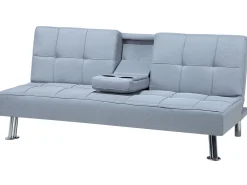 Cheap Beliani 3-Istuttava Vuodesohva Kangas Vaaleanharmaa Roxen