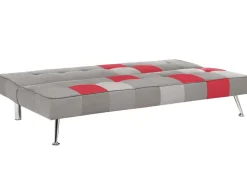 Sohvat<Beliani 3-Istuttava Vuodesohva Kangas Harmaa/Punainen Tilkkukuvio Olsker