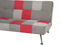 Sohvat<Beliani 3-Istuttava Vuodesohva Kangas Harmaa/Punainen Tilkkukuvio Olsker