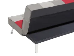 Sohvat<Beliani 3-Istuttava Vuodesohva Kangas Harmaa/Punainen Tilkkukuvio Olsker