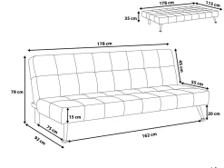 Sohvat<Beliani 3-Istuttava Vuodesohva Kangas Harmaa/Punainen Tilkkukuvio Olsker