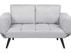 Sohvat<Beliani 2-Istuttava Vuodesohva Kangas Vaaleanharmaa Brekke
