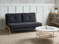 Discount Beliani 2-Istuttava Vuodesohva Kangas Musta Edland