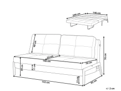 Discount Beliani 2-Istuttava Vuodesohva Kangas Musta Edland