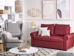 Best Beliani 2-Istuttava Vuodesohva Kangas Burgundinpunainen Silda