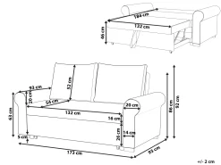 Best Beliani 2-Istuttava Vuodesohva Kangas Burgundinpunainen Silda