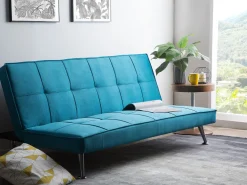 Sohvat<Beliani 3-Istuttava Vuodesohva Kangas Sininen Hasle