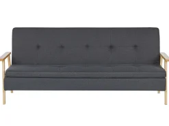 Sohvat<Beliani 3-Istuttava Vuodesohva Kangas Tummanharmaa Tjorn