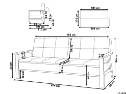 Sohvat<Beliani 3-Istuttava Vuodesohva Kangas Tummanharmaa Tjorn