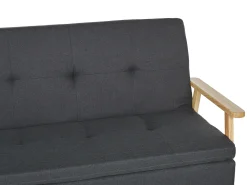 Sohvat<Beliani 3-Istuttava Vuodesohva Kangas Tummanharmaa Tjorn