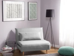 Sohvat<Beliani 1-Istuttava Vuodesohva Kangas Vaaleanharmaa Setten