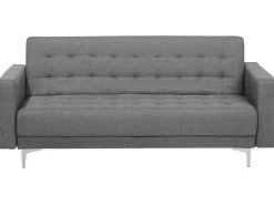 Sohvat<Beliani 3-Istuttava Vuodesohva Kangas Vaaleanharmaa Aberdeen