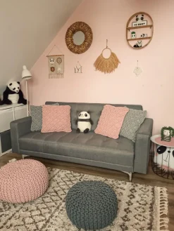 Sohvat<Beliani 3-Istuttava Vuodesohva Kangas Vaaleanharmaa Aberdeen