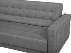 Sohvat<Beliani 3-Istuttava Vuodesohva Kangas Vaaleanharmaa Aberdeen