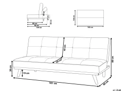 Sohvat<Beliani 3-Istuttava Vuodesohva Kangas Tummanharmaa Froya