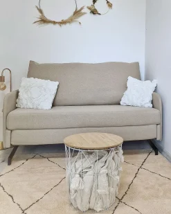 Sohvat<Beliani 2-Istuttava Vuodesohva Kangas Beige Belfast