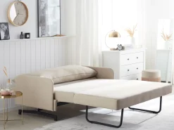 Sohvat<Beliani 2-Istuttava Vuodesohva Kangas Beige Belfast