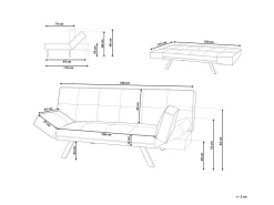 New Beliani 3-Istuttava Vuodesohva Kangas Sininen Bristol
