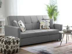 Sohvat<Beliani 3-Istuttava Vuodesohva Kangas Vaaleanharmaa Glomma