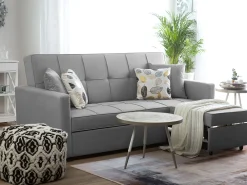 Sohvat<Beliani 3-Istuttava Vuodesohva Kangas Vaaleanharmaa Glomma