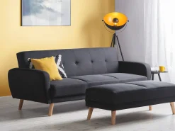 Fashion Beliani 3-Istuttava Vuodesohva Kangas Musta Florli