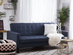 Sohvat<Beliani 3-Istuttava Vuodesohva Kangas Tummansininen Vehkoo