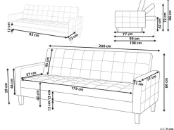 Sohvat<Beliani 3-Istuttava Vuodesohva Kangas Tummansininen Vehkoo