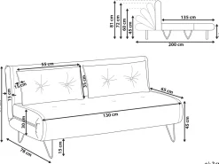 Sohvat<Beliani 2-Istuttava Vuodesohva Sametti Harmaa Vestfold
