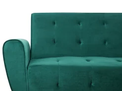 Sohvat<Beliani 3-Istuttava Vuodesohva Sametti Smaragdinvihrea Selnes