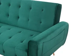 Sohvat<Beliani 3-Istuttava Vuodesohva Sametti Smaragdinvihrea Selnes