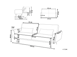 Sohvat<Beliani 3-Istuttava Vuodesohva Sametti Smaragdinvihrea Eina