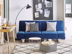 Sohvat<Beliani 2-Istuttava Vuodesohva Sametti Laivastonsininen York
