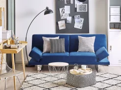 Sohvat<Beliani 2-Istuttava Vuodesohva Sametti Laivastonsininen York