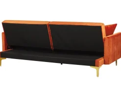 Sohvat<Beliani 3-Istuttava Vuodesohva Sametti Oranssi Lucan