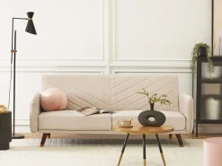 Shop Beliani 3-Istuttava Vuodesohva Sametti Beige Senja