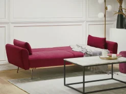 Sohvat<Beliani 3-Istuttava Vuodesohva Sametti Tummanpunainen Eina