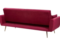 Sohvat<Beliani 3-Istuttava Vuodesohva Sametti Tummanpunainen Eina