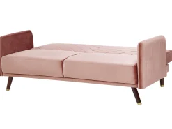 Sohvat<Beliani 3-Istuttava Vuodesohva Sametti Vaaleanpunainen Senja