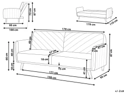 Sohvat<Beliani 3-Istuttava Vuodesohva Sametti Vaaleanpunainen Senja