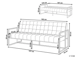 Sohvat<Beliani 3-Istuttava Vuodesohva Sametti Laivastonsininen Marstal
