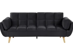 Sale Beliani 3-Istuttava Vuodesohva Sametti Musta Asby