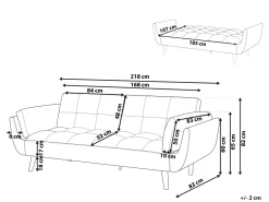 Sale Beliani 3-Istuttava Vuodesohva Sametti Musta Asby