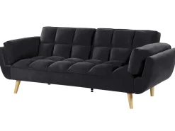 Sale Beliani 3-Istuttava Vuodesohva Sametti Musta Asby