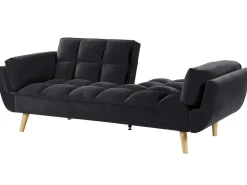 Sale Beliani 3-Istuttava Vuodesohva Sametti Musta Asby