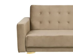 Sohvat<Beliani 3-Istuttava Vuodesohva Sametti Hiekanruskea Aberdeen